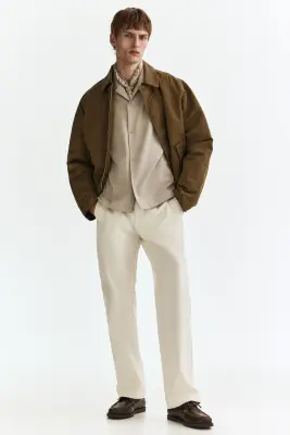 Chemise texturée Relaxed Fit avec col cubain - Gris clair — photo 2