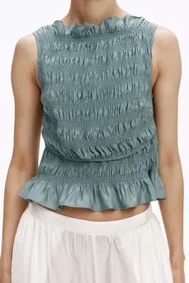 MAMA Top d'allaitement smocké - Turquoise ancien — photo 1