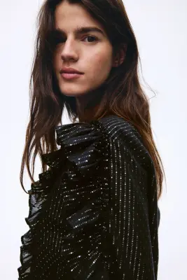 Blouse volantée - Noir — photo 5