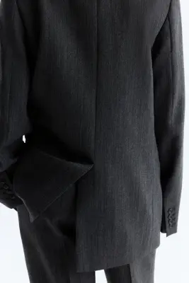Blazer en laine à fermeture croisée - Gris foncé — photo 3