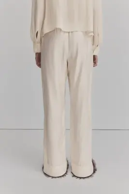 Pantalon avec cordon de serrage - Crème — photo 3