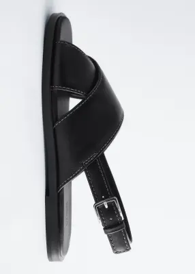 Sandales en cuir à brides croisées - Noir — photo 3