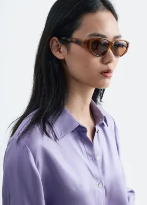 Chemise décontractée en soie - Lilas — photo 4