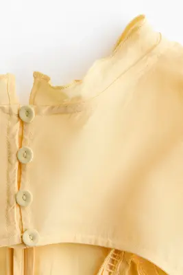 Robe ruchée avec dos ouvert - Jaune — photo 4
