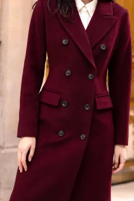 Frederick Wool Coat - Wine — photo 3