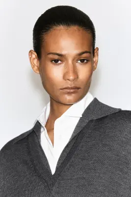 ROBE POLO EN LAINE MÉRINOS - GRIS CHINÉ — photo 3