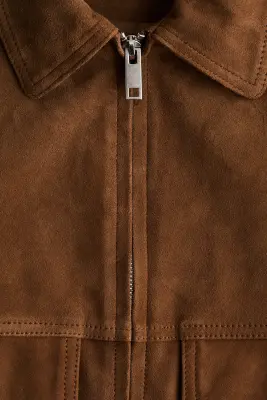 Veste en cuir velours - Marron — photo 5