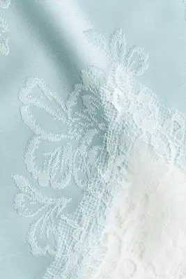 Top bandeau asymétrique en jersey jacquard - Turquoise clair/blanc — photo 4