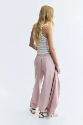 Pantalon en molleton de coton mélangé - Rose ancien clair — photo 3