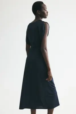 Robe en jersey à effet drapé - Bleu marine — photo 2