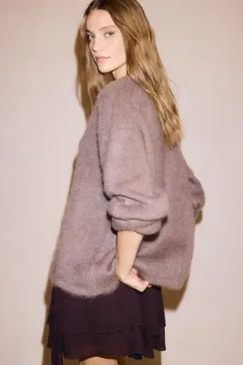 Pull oversize en mohair mélangé - Violet ancien — photo 2