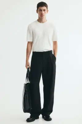 T-shirt Slim Fit en maille - Crème — photo 2