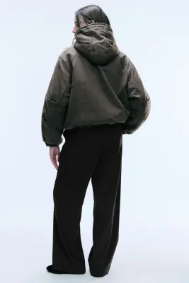 Veste à capuche doublée en peluche - Vert kaki foncé — photo 4