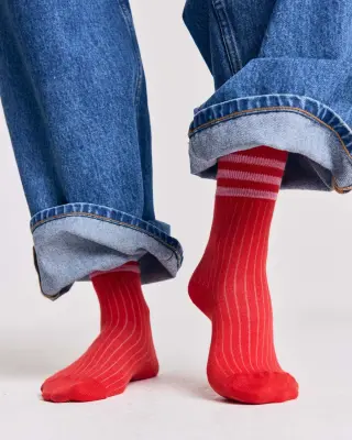 Chaussettes Haka rouge et rose — photo 2