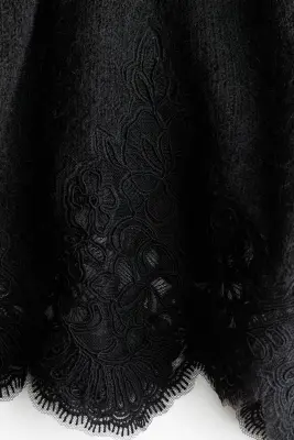 Lace-trimmed jumper - Noir — photo 3