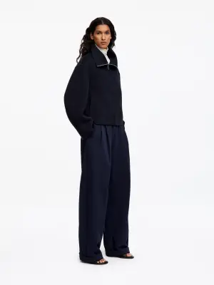 Veste en laine mélangée double face - Bleu marine — photo 2