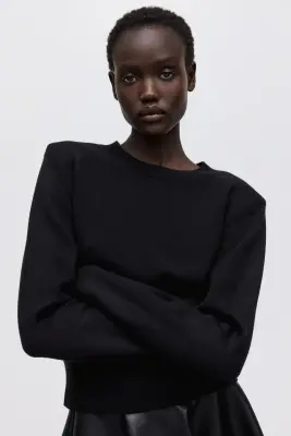 Pull à épaulettes - Noir — photo 1