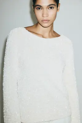 Top à sequins - Blanc — photo 2