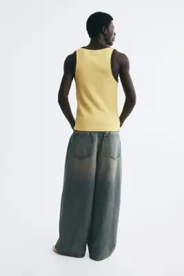 Débardeur Slim Fit en coton - Jaune — photo 3