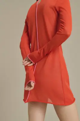 ROBE IRENE MINI ROUGE ORANGÉ — photo 5