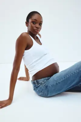 MAMA Wide Low Jeans - Bleu denim — photo 2