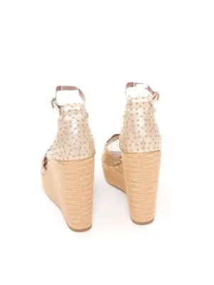 Sandales compensées HARP en cuir fleuri doré Prix boutique $545 Taille 38,5 — photo 5