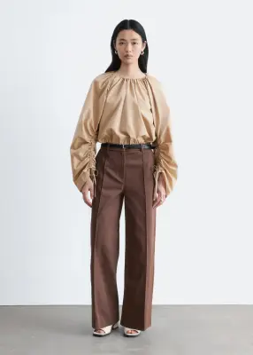 Pantalon en coton à plis marqués - Marron Clair — photo 3