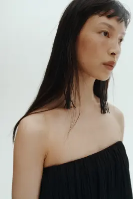 Robe bandeau froissée - Noir — photo 3