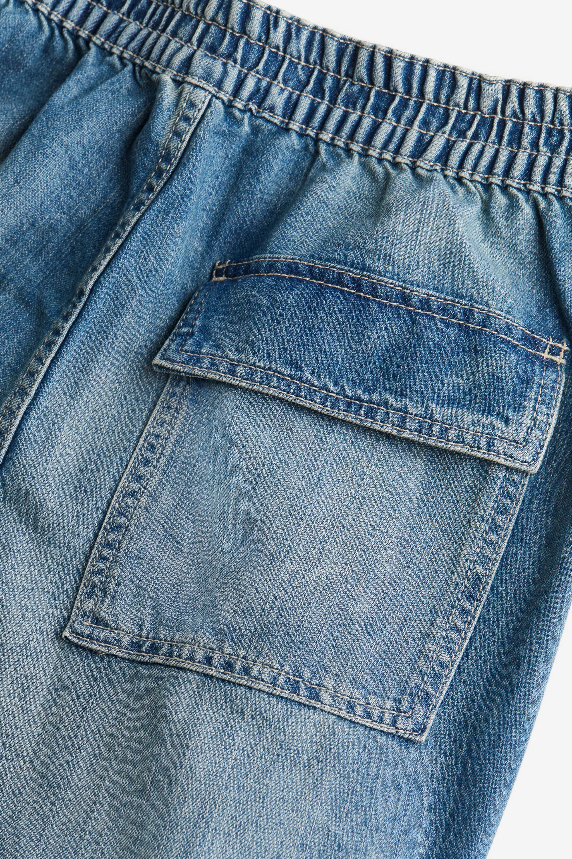 Pantalon parachute en denim - Bleu denim