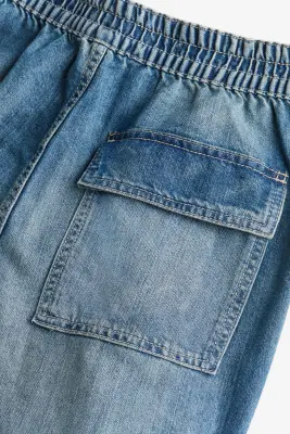 Pantalon parachute en denim - Bleu denim — photo 1