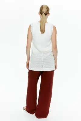 MAMA Pantalon à cordon en lin mélangé - Rouge foncé — photo 1