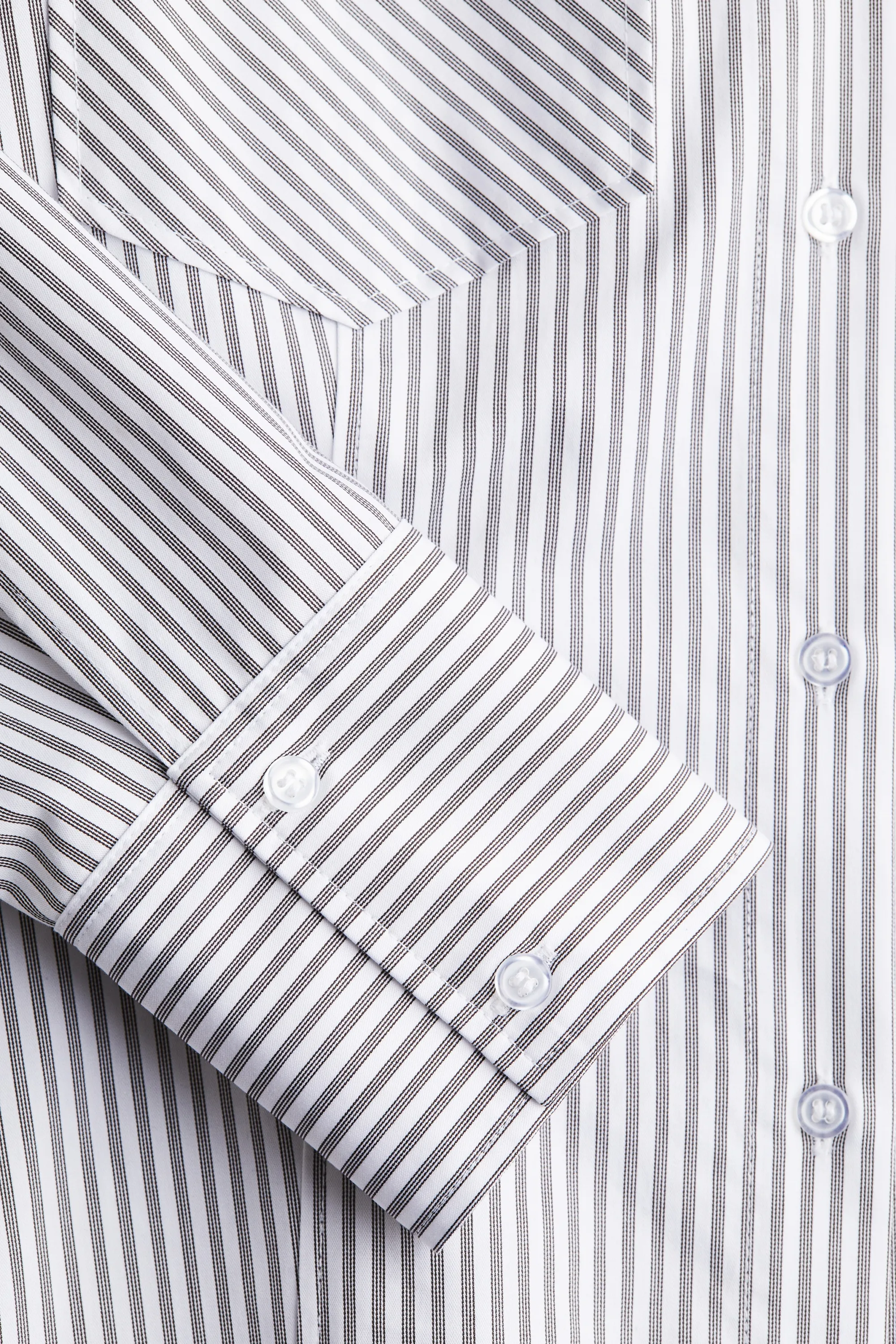 Chemise ajustée en popeline - Blanc/rayures marron