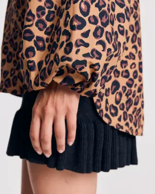 Blouse Camille léopard et rayures bleu — photo 4