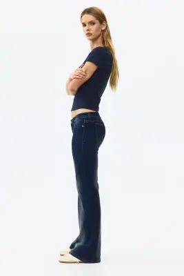 Flared Ultra Low Waist Jeans - Bleu denim foncé — photo 3