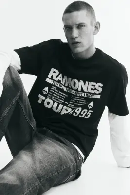T-shirt Loose Fit - Noir/Ramones — photo 1