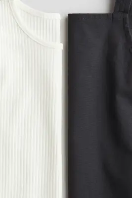 Ensemble 2 pièces avec robe et top - Gris foncé/blanc — photo 2