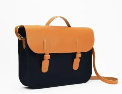 Porte-documents en toile et cuir - Marine — photo 5