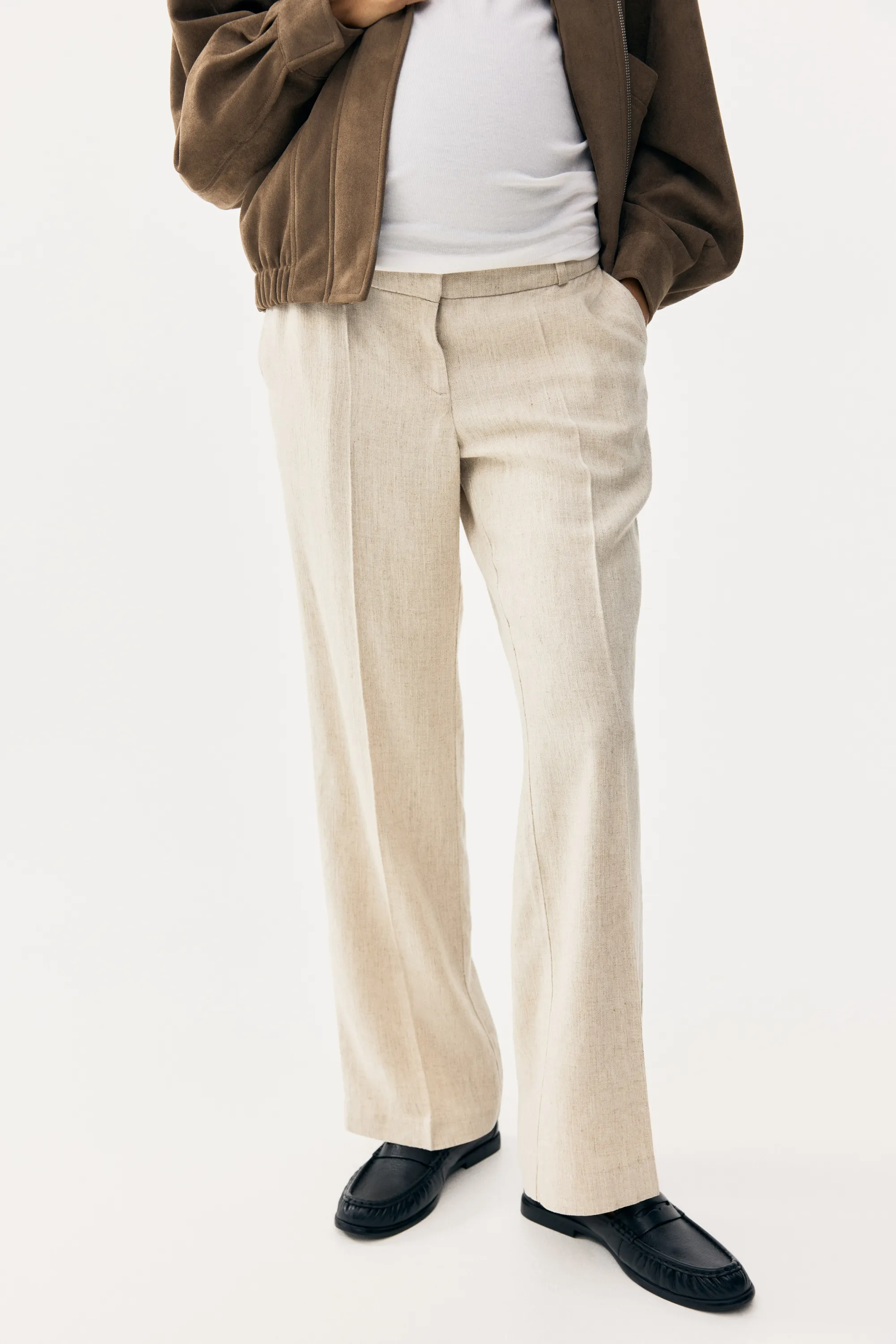 MAMA Pantalon chic en lin mélangé - Beige clair