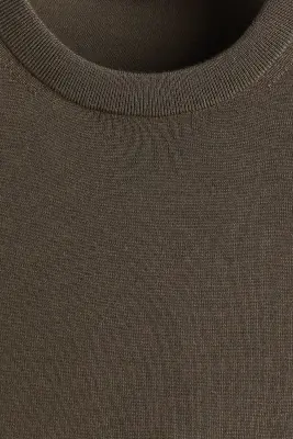 Pull Regular Fit en laine mérinos - Taupe foncé — photo 4