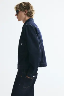 Veste Trucker en denim - Bleu denim foncé — photo 4