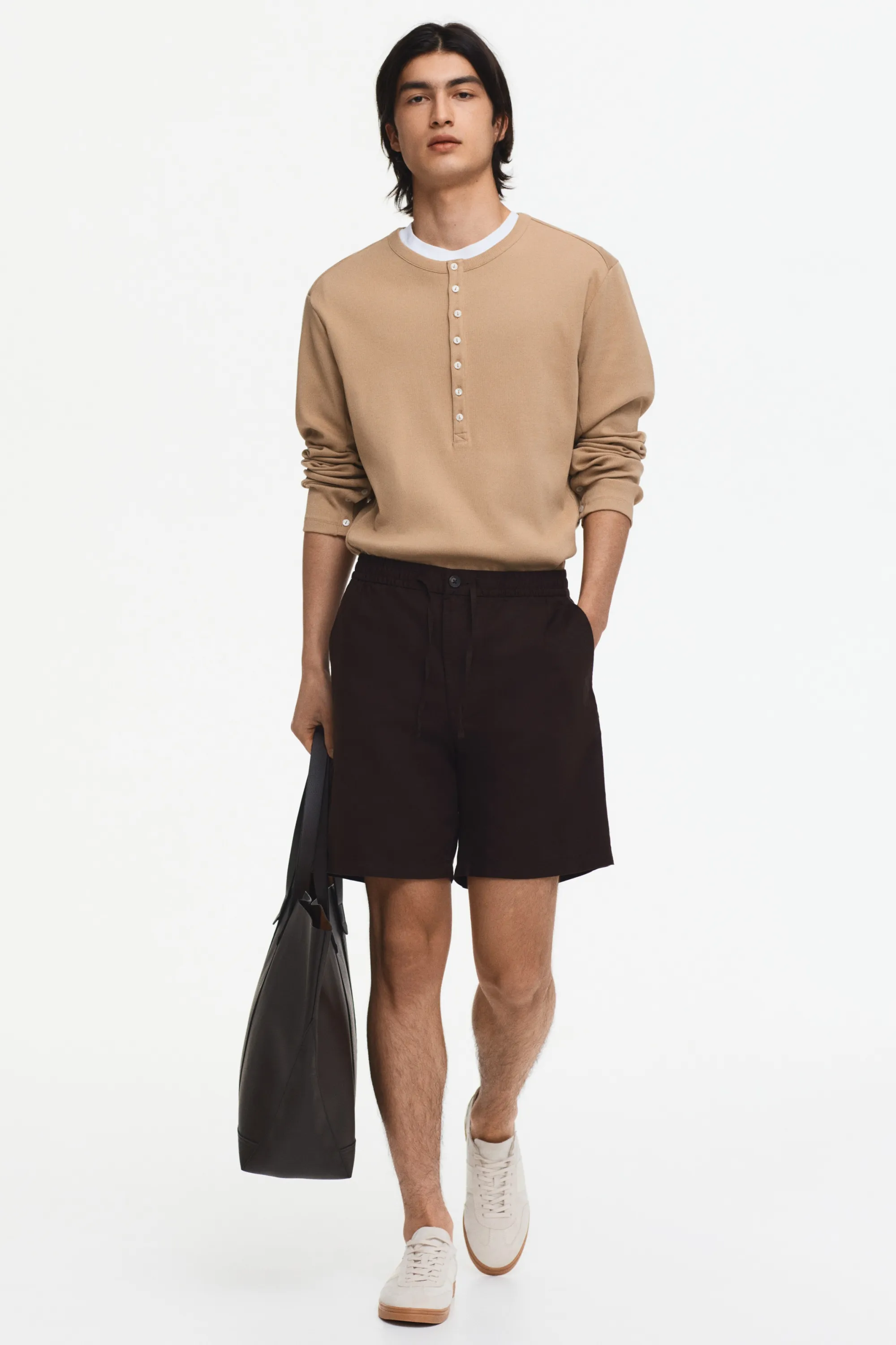 Short Regular Fit en lin mélangé - Marron foncé