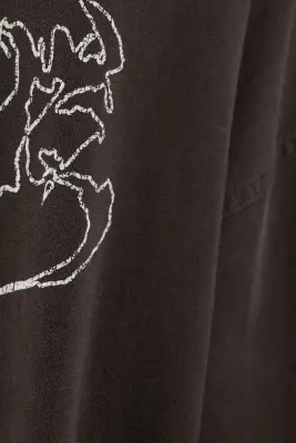 T-shirt graphique oversize manches longues - Marron foncé — photo 4