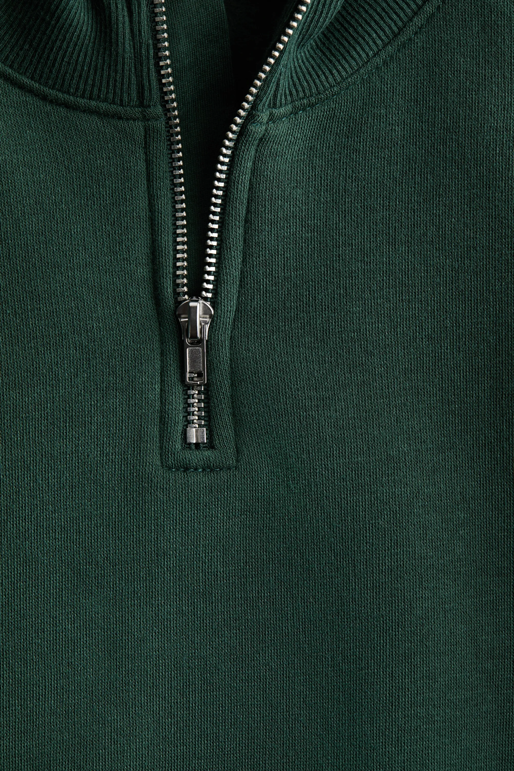 Sweat à l'intérieur brossé avec col zippé - Vert foncé