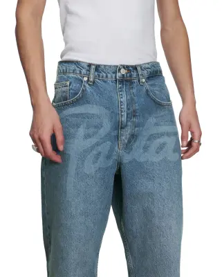 Laserprint Whiskers Denim Pants Light Blue Denim — photo 2