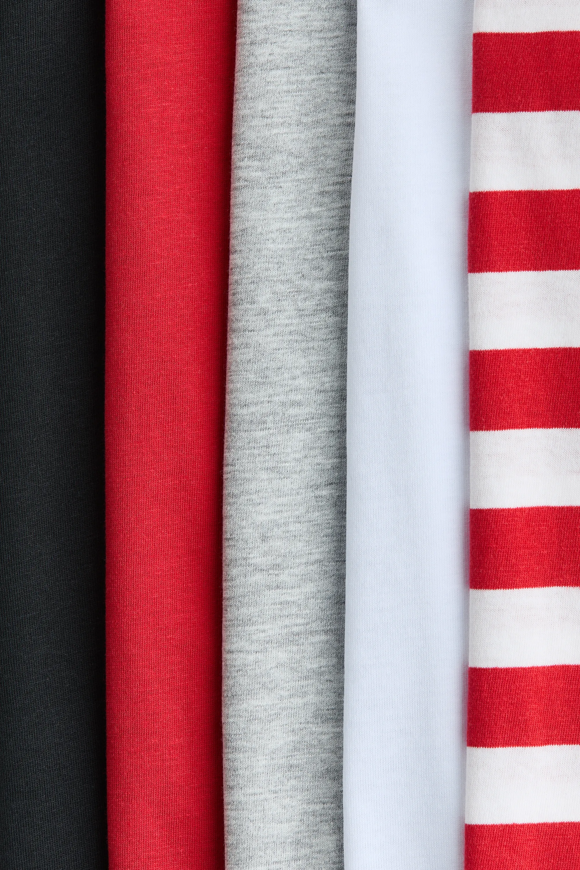 Lot de 5 T-shirts en coton - Rouge/rayé