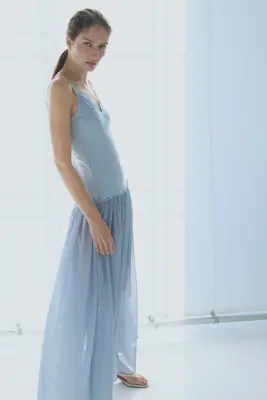 Top à bretelles fines avec dentelle - Bleu clair — photo 3