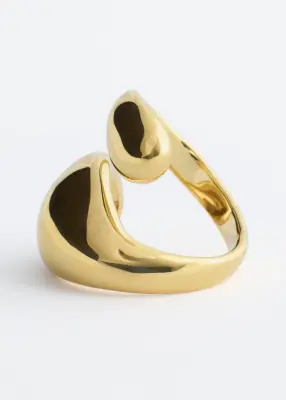 Bague sculpturale à effet torsadé double - Doré — photo 1