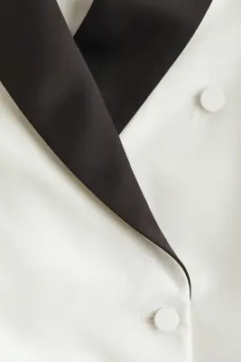 Blazer à fermeture croisée - Crème/noir — photo 4