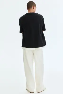 T-shirt Loose Fit en interlock - Noir — photo 3