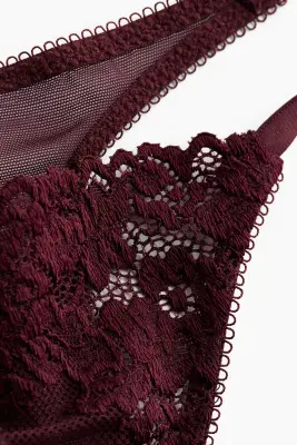 Lot de 2 strings Tanga en dentelle - Bordeaux — photo 4